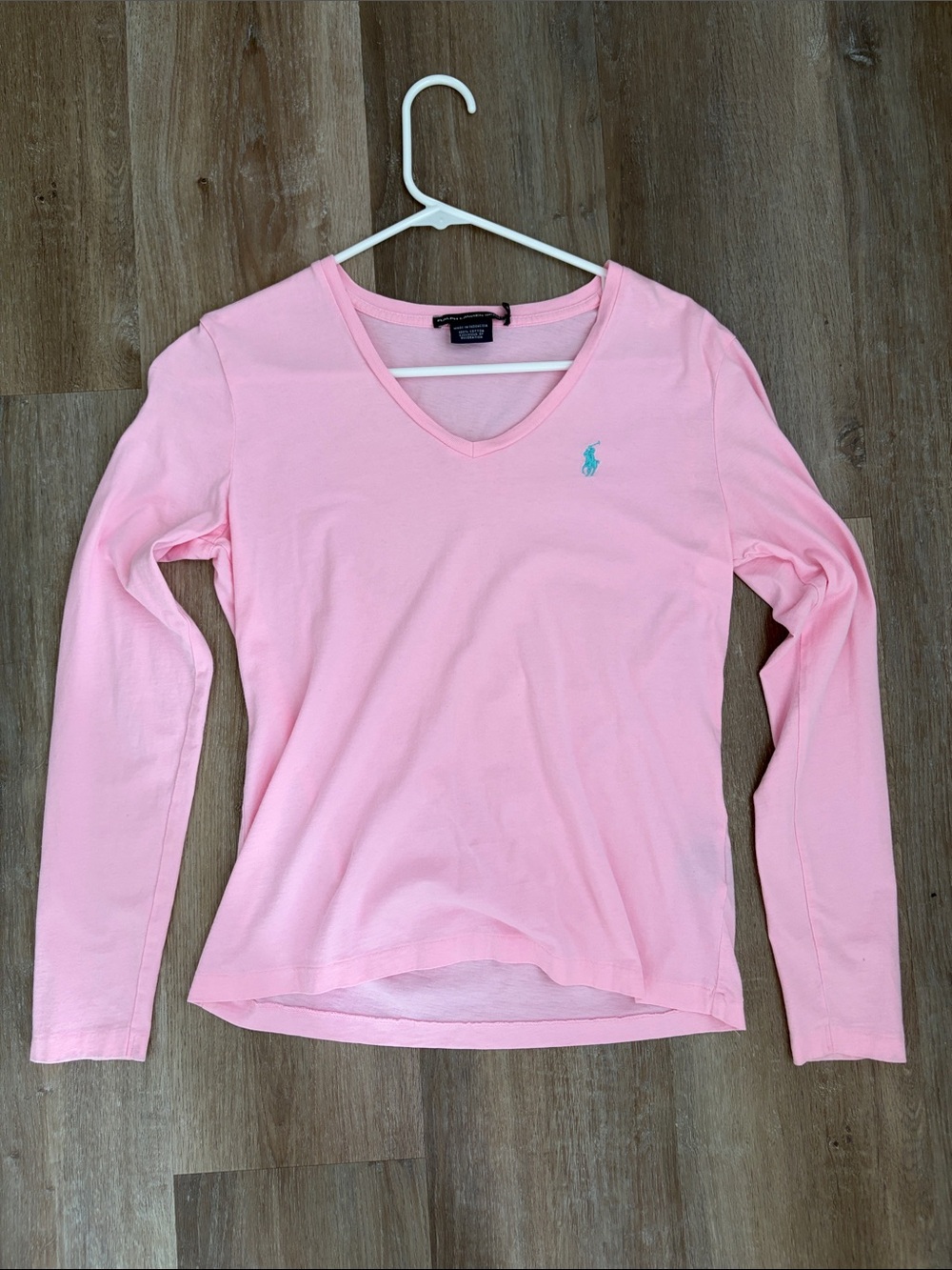 Ralph Lauren Light Pink V-Neck Long Sleeve Women's Top